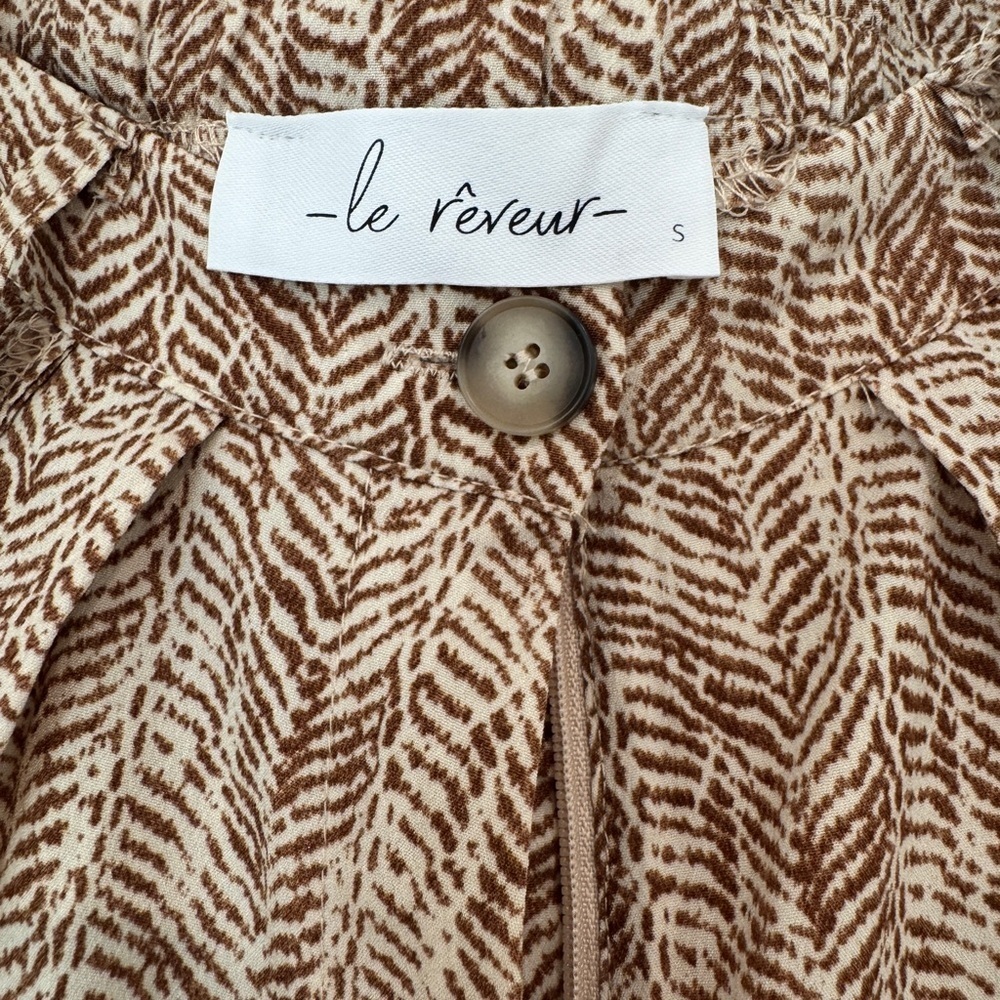 Le Rêveur Boutique Wide-Leg Pants | Size Small | Brown Cream Print - Picture 3 of 6